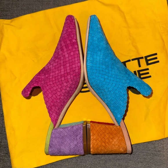 Charlotte Stone Mae Colorful Rainbow Woven Leather Mules Nassau Size 9 - Picture 13 of 15